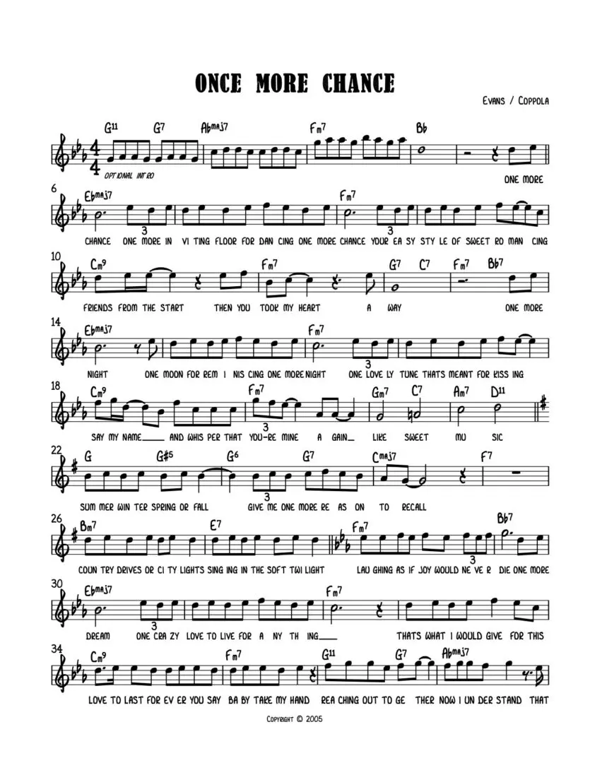 One More Chance sheet music